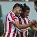 Celebración de jugadores de fútbol en un partido en México.