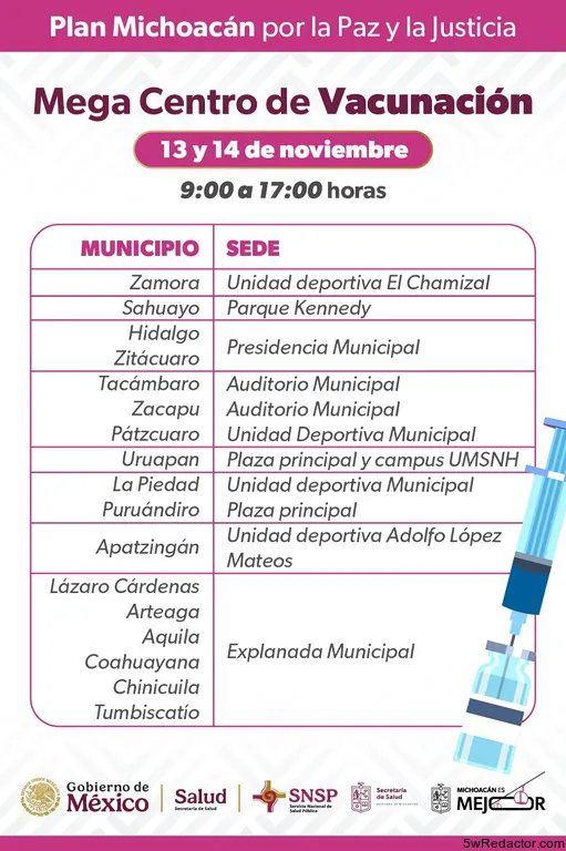 Poster con las fechas de vacunación