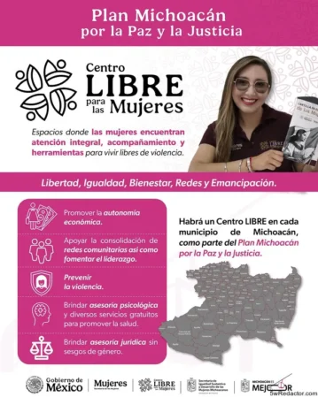 Poster del Centro LIBRE atención integral mujeres Michoacán.