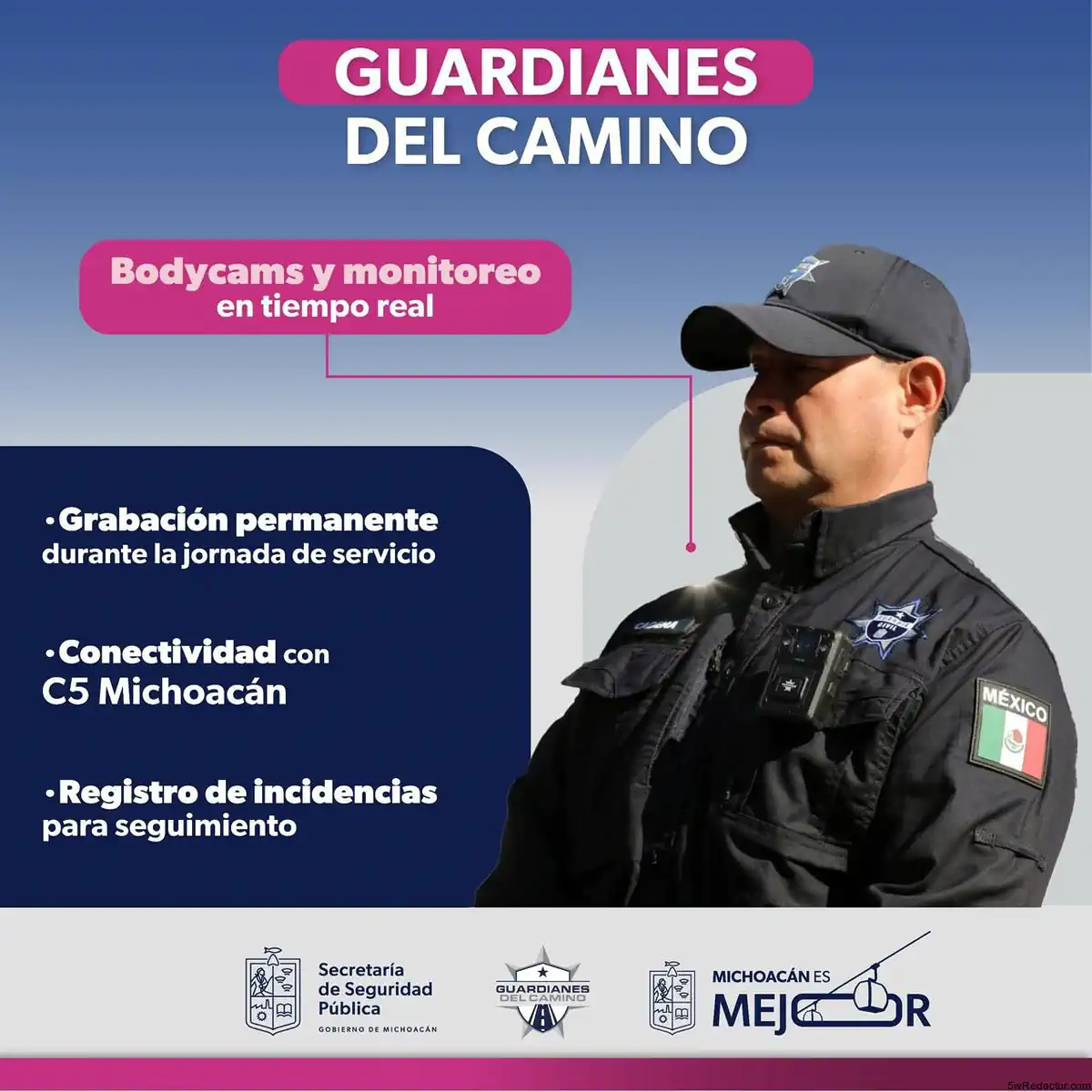 cámaras solapa policía Michoacán