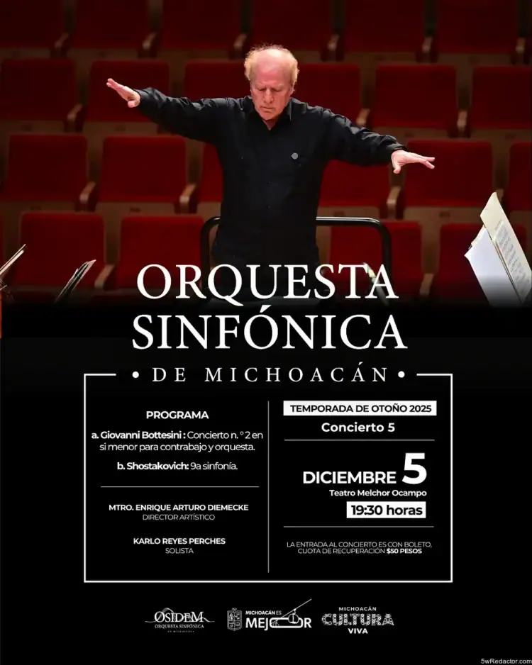 Orquesta sinfónica Michoacán concierto details en teatro.