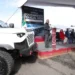 Camión policial nuevo en evento de entrega de equipo en Morelia, Michoacán.