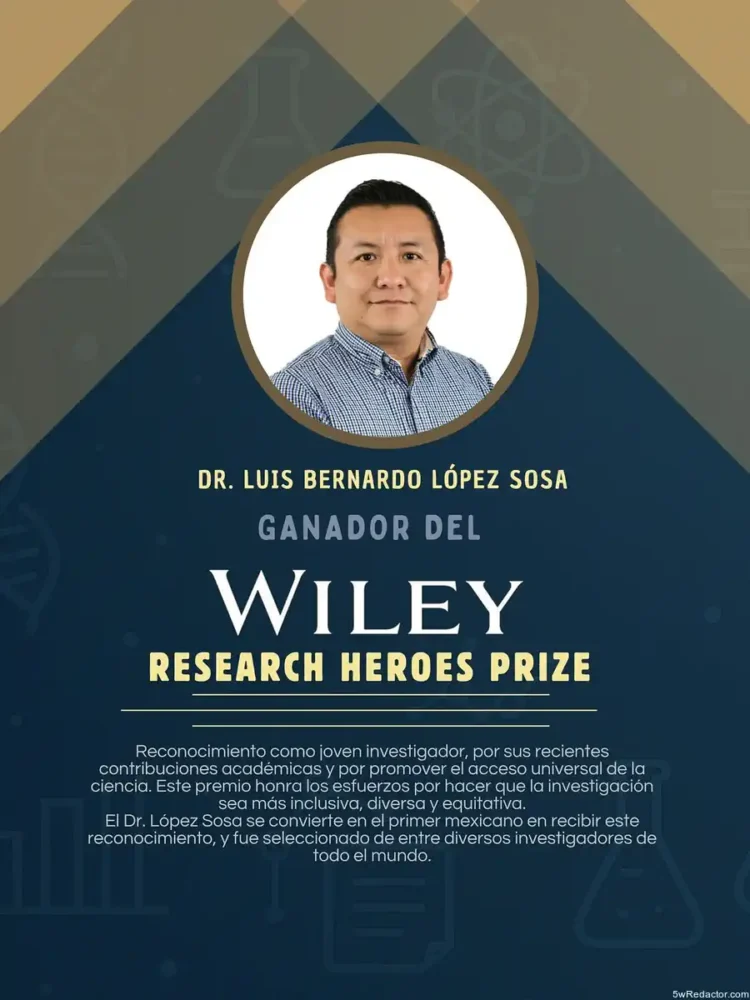 Reconocimiento a Dr. Luis Bernardo López Sosa por su premio Wiley Research Heroes.
