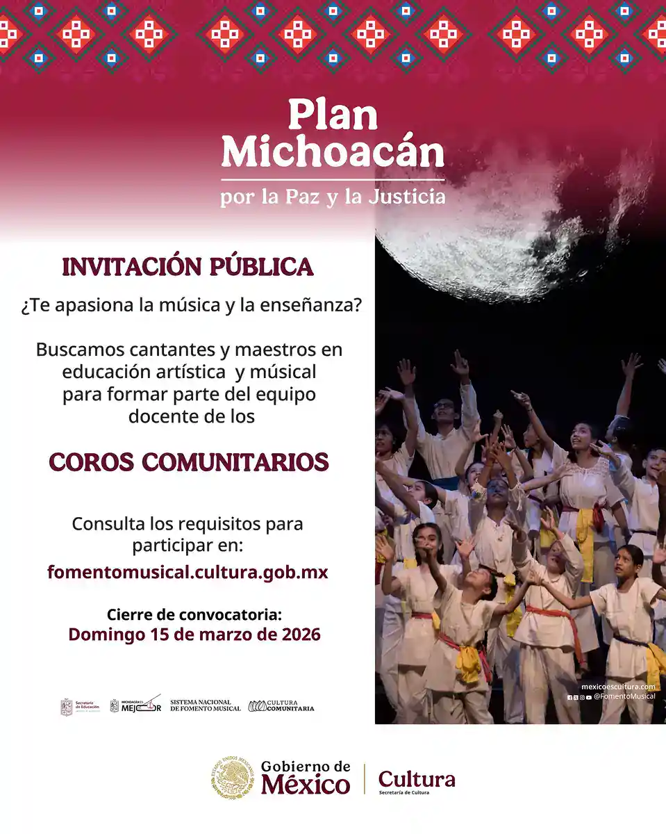 convocatoria para agrupaciones musicales comunitarias en Michoacán