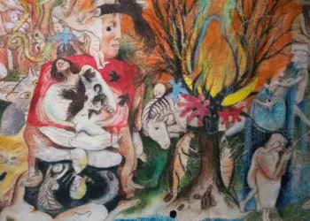 Árbol Colorido Y Diversidad De Animales.