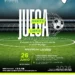 Cartel promocional con balón de fútbol, red y estadio, promoviendo juego limpio y combate a la corrupción en Michoacán.