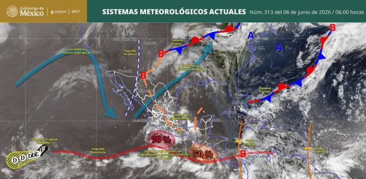 Imagen satelital de sistemas meteorológicos actuales en la región.
