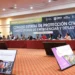 Mesa directiva en la sesión del Consejo Estatal de Protección Civil y Emergencias en Michoacán.