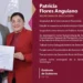 Patricia Flores y un funcionario en ceremonia de toma de protesta en Michoacán.