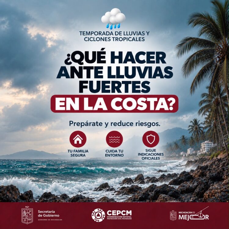 Consejos para protegerse durante lluvias fuertes y ciclones tropicales en la costa mexicana.