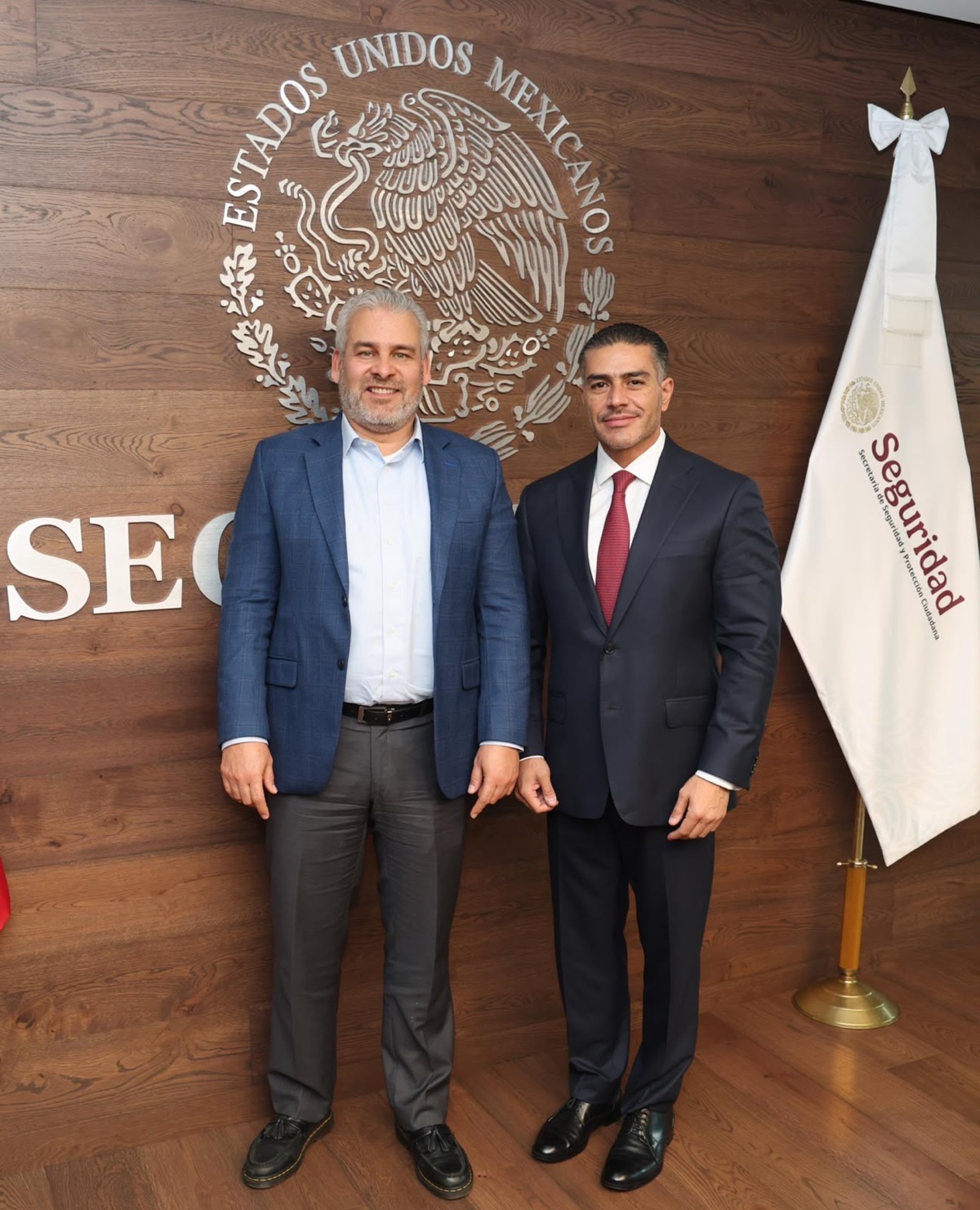 Alfredo Ramírez Bedolla y Omar García Harfuch en reunión de seguridad en México